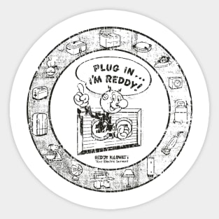 VINTAGE RETRO STYLE - Reddy Kilowatt PLUG IN IM REDDY 70S Sticker
